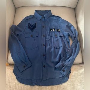 Rails Women’s Blue Banks Raw Edge Indigo Military shirt, size XS